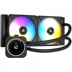 Водно охлаждане CORSAIR iCUE H100i ELITE LCD Display Liquid CPU Cooler, 240mm Radiator