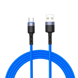 Кабел/адаптер Tellur кабел за данни, USB-A - USB-C, LED, 1.2 м, син