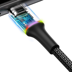 Кабел/адаптер Tellur кабел за данни, USB-A - Lightning, LED, 1.2 м, черен
