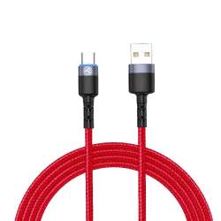 Кабел/адаптер Tellur кабел за данни, USB-A - USB-C, LED, 1.2 м, червен
