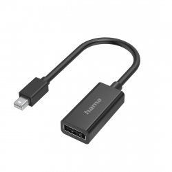 Кабел/адаптер Адаптер HAMA, MiniDisplayPort мъжко - DisplayPort женско, Ultra-HD 4K, Essential, Черен