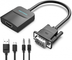 Кабел/адаптер Vention VGA to HDMI with sound - Active converter with AUX-in and Micro USB power