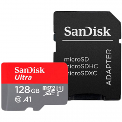 SD/флаш карта Карта памет SANDISK Ultra microSDXC, 128GB, A1, UHS-I, U1, Class 10, 140MB-s, Адаптер