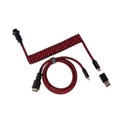 Кабел/адаптер Keychron Premium Angled Red Coiled Aviator Custom USB Cable, USB-C - USB-C