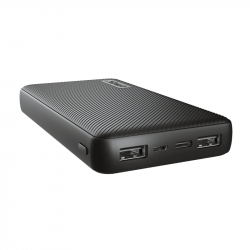 Външна батерия TRUST Primo, 15000 mAh, USB 2.0, USB Type-C, Мicro-USB, Литиево-йонна, Черен