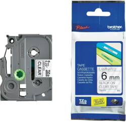 Касета за етикетен принтер BROTHER ТИП TZ - 6 mm BLACK ON CLEAR TAPE P№TZE111