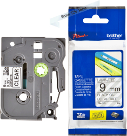 Касета за етикетен принтер BROTHER ТИП TZ - 9 mm BLACK ON CLEAR TAPE - P№TZE121