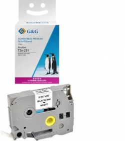 Касета за етикетен принтер BROTHER ТИП TZ - 24 mm BLACK ON WHITE TAPE P№RL-BR-TZ251-BK - G&G