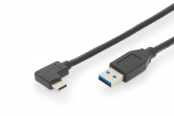 Кабел/адаптер ASSMANN AK-300147-010-S :: DIGITUS USB 3.1 Type-C 90° към USB А кабел M-M, 1м