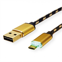 Кабел/адаптер Cable USB2.0 A-Micro B, M-M, 1m, Gold, 11.02.8319