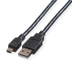 Кабел/адаптер Cable USB2.0 A-Mini 5pin, 0.8m, Roline 11.02.8708