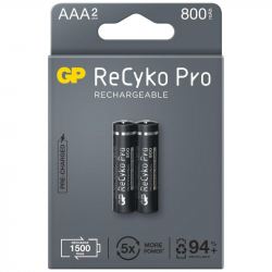 Батерия GP R03 AAA 850mAh, NiMH, 85AAAHCB-EB2 RECYKO+ PRO, До 1500 цикъла, 2 бр.