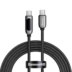 Кабел/адаптер Кабел Baseus USB Type-C към USB Type-C с дисплей 100W 20V-5A 2м черен