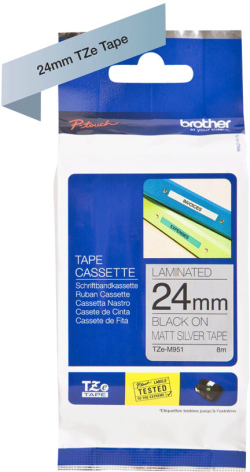 Касета за етикетен принтер BROTHER P-Touch TZE-M951 black on silver-matt 24mm