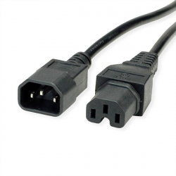 Кабел/адаптер Value 19.99.1120, кабел захранващ IEC320-C14 - C15, M-F, черен, 0.5 m
