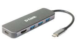 USB Хъб D-Link 5-in-1 USB-C Hub with HDMI-Power Delivery