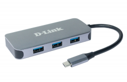 USB Хъб D-Link 6-in-1 USB-C Hub with HDMI-Gigabit Ethernet-Power Delivery