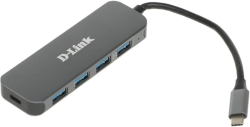 USB Хъб D-Link DUB-2340, 4 x USB 3.0, 1 x USB Type-C, 5Gbps, USB Type-C PD до 60W