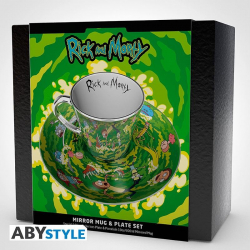 Комплект ABYSTYLE RICK AND MORTY Mirror mug  plate set Portal, Чаша, Подложка