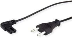 VALUE 19.99.2088 :: Захранващ кабел Euro, 2-пинов, под ъгъл 90°, черен, 1, 8 м