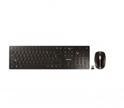 Клавиатура Kомплект клавиатура с мишка CHERRY DW 9100 SLIM, Безжичен, Черен-Бронз