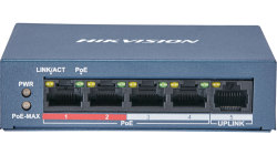 Комутатор/Суич HikVision DS-3E0105P-E/M, 4х 10/100 Mbps PoE, 1× 10/100 Mbps RJ45, 35 W, 802.3at/at