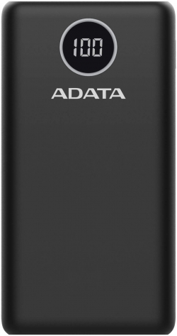 Батерия за смартфон ADATA P20000QCD, 20000 mAh, micro USB, USB Type-C, USB 3.0, LCD дисплей, Черна