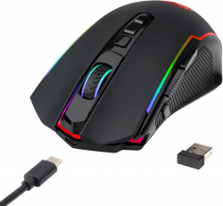 Мишка Redragon Ranger Lite, 500 - 8000 DPI, RGB, Wireless, 1.8м. кабел, PixArt PAW 3104, Черен