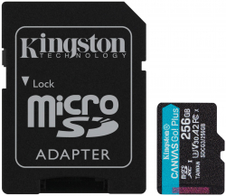 SD/флаш карта Kingston Canvas Go+, 256GB microSDXC, с включен SD адаптер в комплекта