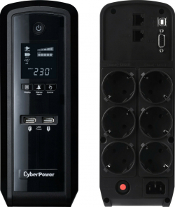 Непрекъсваемо захранване (UPS) Cyber Power, eнергоспестяващ UPS с AVR, LCD дисплей, 1500VA/900W, 6x Schukо