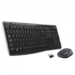 Клавиатура Logitech MK270 Комплект - клавиатура и мишка, безжични, черни