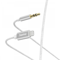 Кабел/адаптер Аудио кабел HAMA, Lightning мъжко - 3.5 mm жак мъжко, 1.0 м, Бял