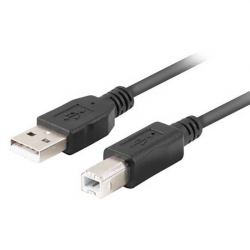 Кабел/адаптер Lanberg Cable USB-A(M)--USB-B(M) 2.0 Ferrite 1M Box Black