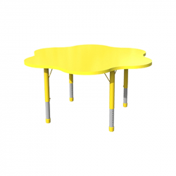 Ученическа маса RFG Flower, с регулируема височина, от 3 до 8 години, 1200 х 1200 х 370-620 mm, MDF, жълта