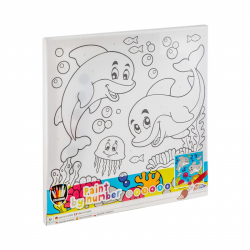 Moxy Комплект рисуване по номера Делфин, с 6 бои и 2 четки на най-ниска цени