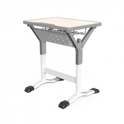 Бюро Ученическа маса RFG Square, едноместна, с регулируема височина, от I до XII клас, MDF, бяла