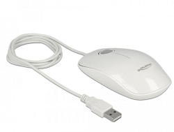 Мишка Оптична мишка DeLock, USB-A, LED, Кабел 1.3 m, USB, 1200 dpi, Бял
