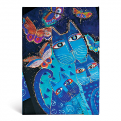 Канцеларски продукт Paperblanks Тефтер Blue Cats and Butterflies, Midi, твърда корица, 80 листа
