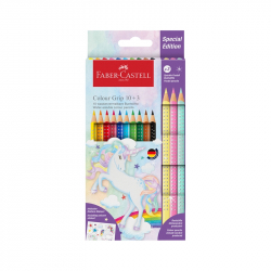 Канцеларски продукт Faber-Castell Цветни моливи Grip 2001, 10 стандартни и 3 блестящи цвята