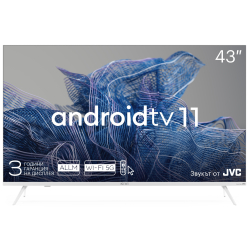 Телевизор 43', UHD, Android TV 11, Black, 3840x2160, 60 Hz, Sound by JVC, 2x12W, 53 kWh-1000h