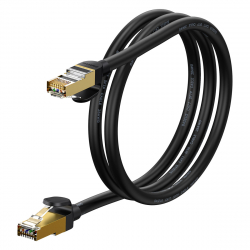 Медна пач корда Baseus WKJS010101, RJ45, 10Gbps, 1m, черен