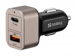 Принадлежност за смартфон SANDBERG SNB-441-43, зарядно за кола 1x QC USB 3.0+1x USB-C 24W