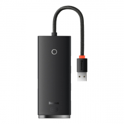 USB Хъб Baseus WKQX030001 USB-A Lite Series 5в1, 25см кабел, черен