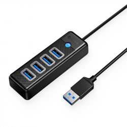 USB Хъб Orico PW4U-U3-015-BK, 4х USB 3.0, 15 см, черен