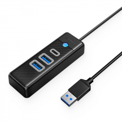 USB Хъб Orico PWC2U-U3-015-BK, USB Type-C, 92.9x30.6x19.5мм, 15см, черен