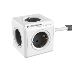 Контакт Allocacoc PowerCube Extended 1300GY разклонител, 5 гнезда, 1.5м кабел, сив