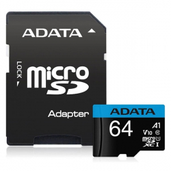 SD/флаш карта Micro SD 64GB ADATA 100-25 MB-s Cl10 V10 + Adapter