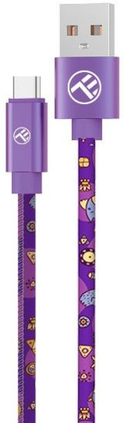 Tellur Graffiti кабел за данни, USB-A - USB-C, 3A, 1 м, лилав