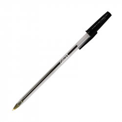 Канцеларски продукт Химикалка, 1.0 mm, прозрачен корпус, черна, 10 броя