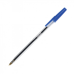 Канцеларски продукт Химикалка, 1.0 mm, прозрачен корпус, синя, 10 броя